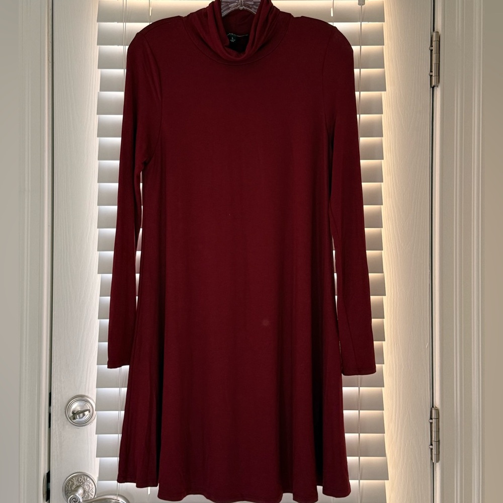 Lulus Deep Red Long Sleeve Turtleneck Dress NEW
